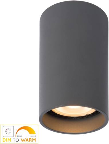 Lucide LED plafondlamp Delto dim to warm, rond, grijs