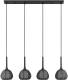 Lucande Tetira hanglamp, 4-lamps, lang, zwart