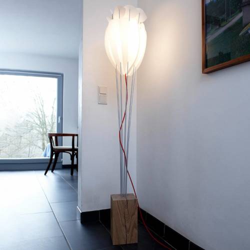 Domus Vloerlamp Tulip rood kabel eiken wit