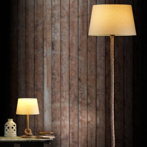 EULUNA Vloerlamp Corda met stoffen kap en dikke kabel