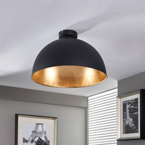 Lindby Mooie plafondlamp Lya, zwart-goud