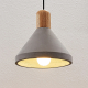 Lindby Betonnen hanglamp Caisy met hout, rond