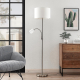 Lindby Jaileen stoffen vloerlamp, leeslamp, wit