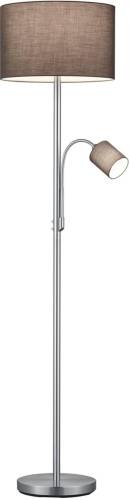 Lindby Jaileen stoffen vloerlamp, leeslamp, grijs