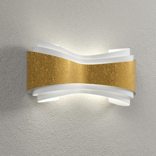 Selene Chique design-wandlamp Ionica, goudkleurige band