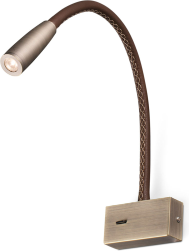 FARO BARCELONA Wand-leeslamp Lead met leren details en LED