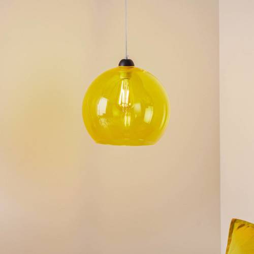 EULUNA Hanglamp Colour, glazen kap geel