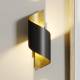Lindby Metalen LED wandlamp Desirio, zwart-goud