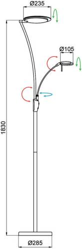 Aluminor Kitel 89 LED vloerlamp met LED leeslampje