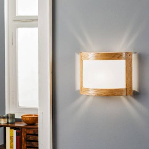 Envostar Zanna wandlamp van hout, hoogte 22 cm, licht eiken