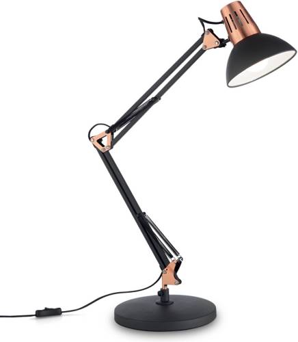 Ideallux Tafellamp Wally met scharnierarm, zwart / koper