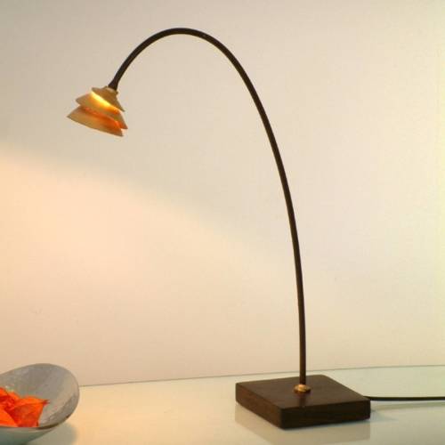 J. Holländer Elegante tafellamp SNAIL van ijzer - bruin-goud