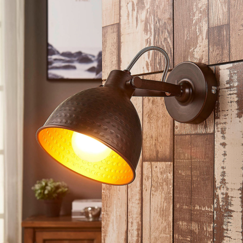 Lindby Mirielle - bruine wandlamp, oranje van binnen