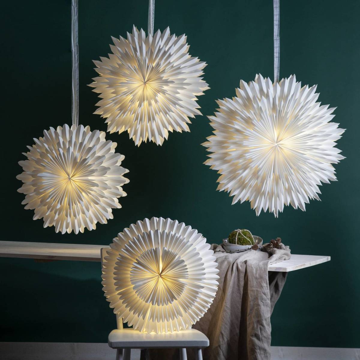 STAR TRADING Decoratie ster Snow papier z. fitting Ø 50cm wit
