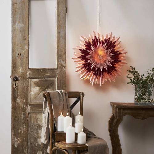 STAR TRADING Decoratie ster Ice, papier z. fitting roze-rood