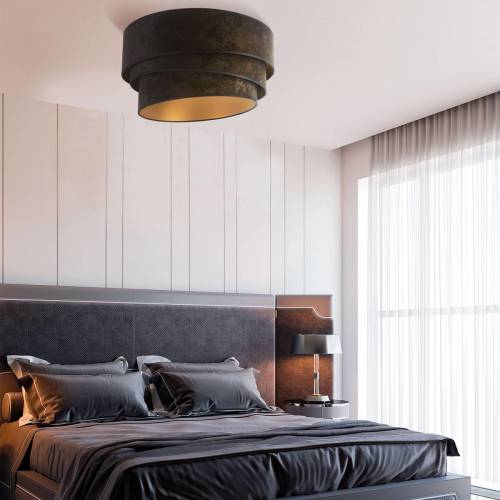 EULUNA Plafondlamp Devon, zwart/goud Ø45cm