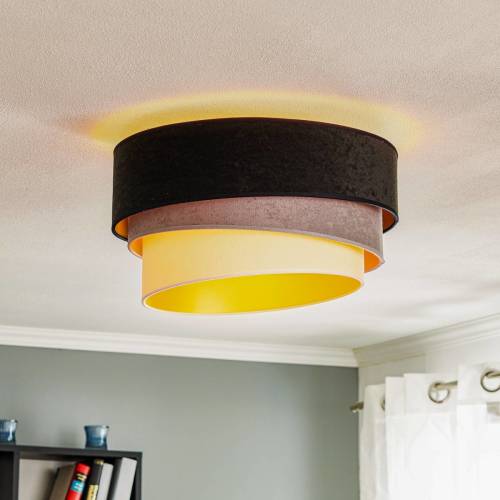 EULUNA Plafondlamp Devon, zwart/grijs/ecru/goud Ø45cm
