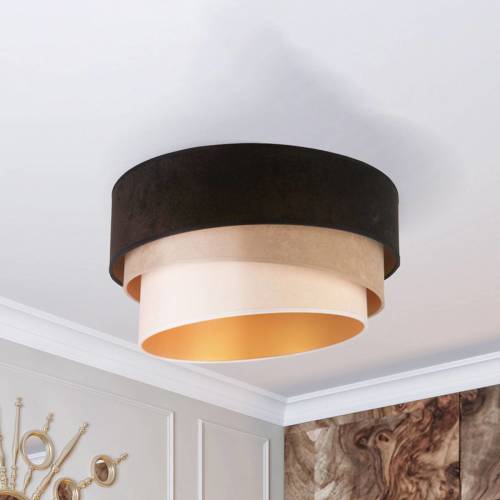 EULUNA Plafondlamp Devon, zwart/beige/ecru/goud Ø45cm