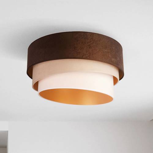 EULUNA Plafondlamp Devon, bruin/beige/ecru/goud Ø45cm