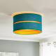 EULUNA Plafondlamp Duo van textiel, turquoise/goud, Ø40cm
