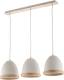 EULUNA Hanglamp Studio met houtdecor 3-lamps wit