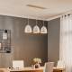 EULUNA Hanglamp Studio met houtdecor 3-lamps wit