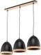 EULUNA Hanglamp Studio met houtdecor 3-lamps zwart