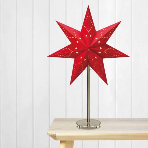 Markslöjd Staande ster Saturnus, zeven punten, staal/rood