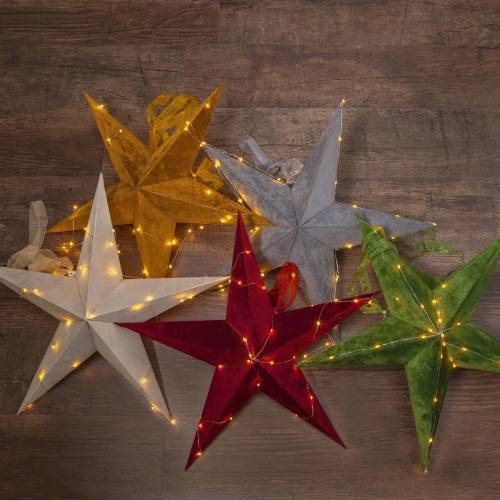 STAR TRADING Decoratie ster Velvet + Dew Drop LED-ketting rood