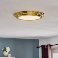 Elstead LED plafondlamp Welland IP44, messing gepolijst