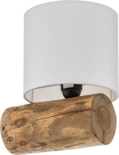 EULUNA Wandlamp Pino Simple kap wit, frame bruin