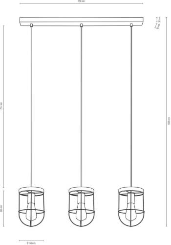 ENVOLIGHT Neptuna hanglamp 3-lamps lineair