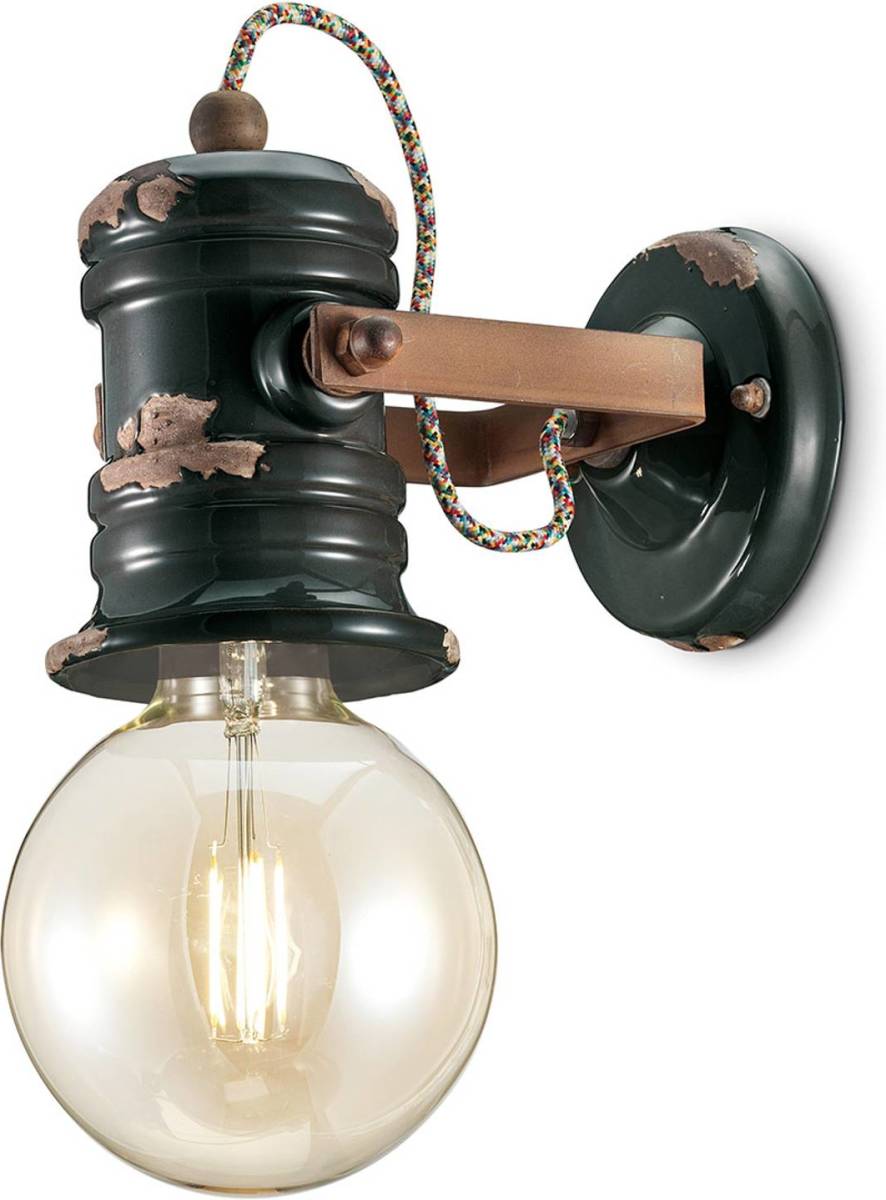 Ferro Luce Wandlamp C1843 in vintage design zwart