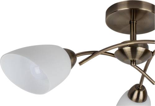 EULUNA Plafondlamp Varietta met glas, oudmessing, 3-lamps