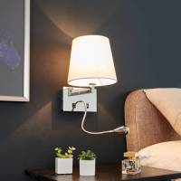 Lindby Stoffen wandlamp Leonella met LED leeslampje