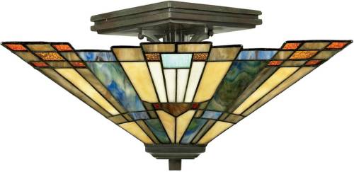 QUOIZEL Plafondlamp Inglenook met bont glas