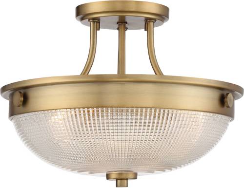 QUOIZEL Plafondlamp Mantle met glazen diffusor, oudmessing