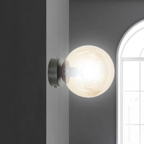 EULUNA Wandlamp Glassy 1-lamp zwart, glas amber