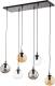 EULUNA Hanglamp Glassy 6-lamps recht grafiet/amber/helder