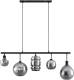 Lindby Mateno glazen hanglamp, 5-lamps, rookgrijs