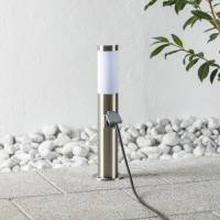 Brilliant RVS sokkellamp Chorus met stopcontact, 50 cm