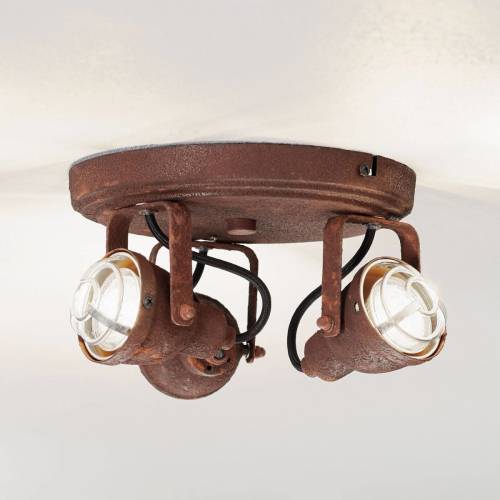 Brilliant Plafondlamp Bente roest rond met 3 lampjes