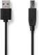 Nedis Kabel USB 2.0 | A male - USB-B male | 1,0 m | Zwart