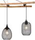 GLOBO Hanglamp Lioni van hout met vier metalen kappen