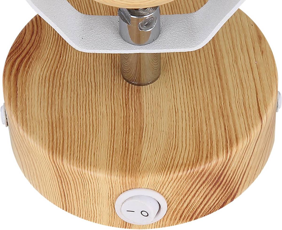GLOBO Wandlamp Wiho van metaal, wit/houtoptiek, 1-lamp
