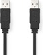 Nedis Platte USB 2.0-Kabel | A Male - A Male | 1,0 m | Zwart