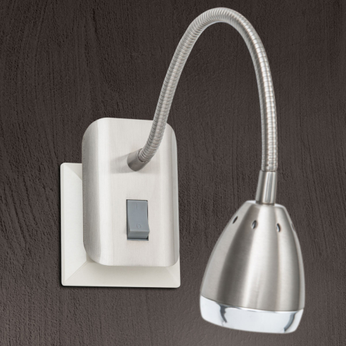 Orion LED stopcontactlamp Manvel met schakelaar, nikkel