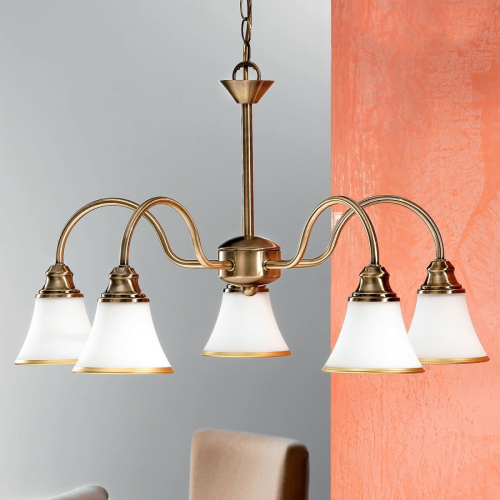 Orion TILDA - 5-lichts hanglamp, oudmessing-look