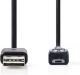 Nedis USB 2.0-Kabel | Micro-B Male - A Female | 0,2 m | Zwart