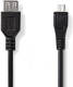 Nedis USB 2.0-Kabel | Micro-B Male - A Female | 0,2 m | Zwart